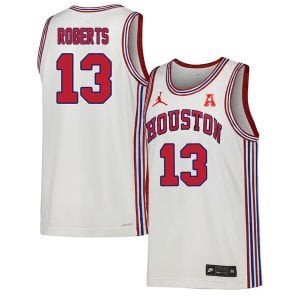 J'Wan Roberts #13 Houston Cougars College Basketball White Throwback Jersey - All Stitched