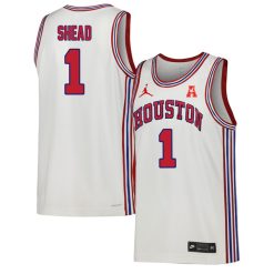 Jamal Shead #1 Houston Cougars College Basketball White Throwback Jersey - All Stitched