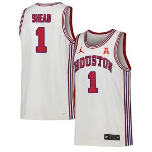 Jamal Shead #1 Houston Cougars College Basketball White Throwback Jersey - All Stitched
