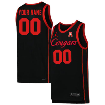 Houston Cougars College Basketball Custom Black Courgar Game Jersey - All Stitched