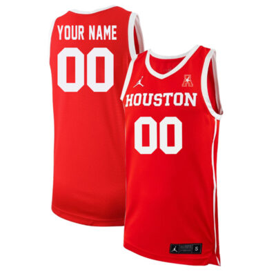 Houston Cougars Basketball Custom Red Game Jersey - All Stitched