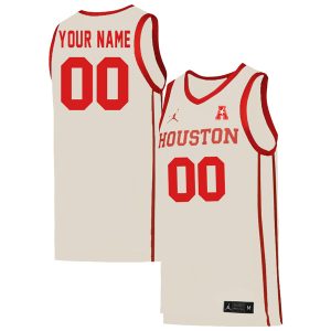 Houston Cougars Basketball Custom White Jersey - All Stitched