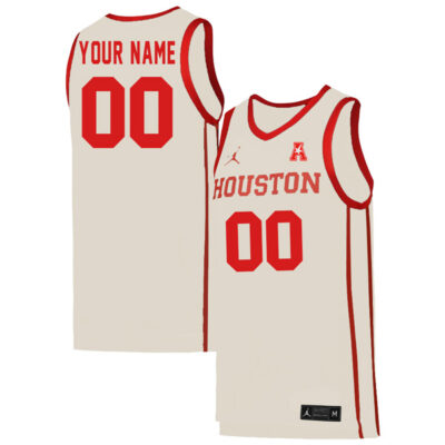 Houston Cougars Basketball Custom White Jersey - All Stitched