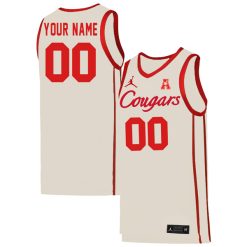 Houston Cougars Basketball White Courgar Custom Jersey - All Stitched