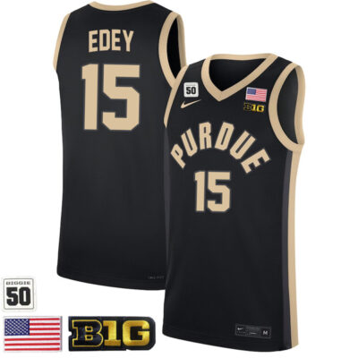Zach Edey #15 Purdue Boilermakers College Basketball Black Game Jersey - All Stitched