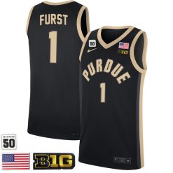 Caleb Furst #1 Purdue Boilermakers College Basketball Black Game Jersey - All Stitched