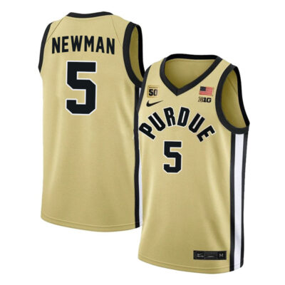 Brandon Newman #5 Purdue Boilermakers College Basketball Gold Game Jersey - All Stitched