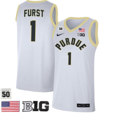 Caleb Furst #1 Purdue Boilermakers College Basketball White Game Jersey - All Stitched