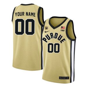 Purdue Boilermakers College Basketball Custom Gold Game Jersey - All Stitched