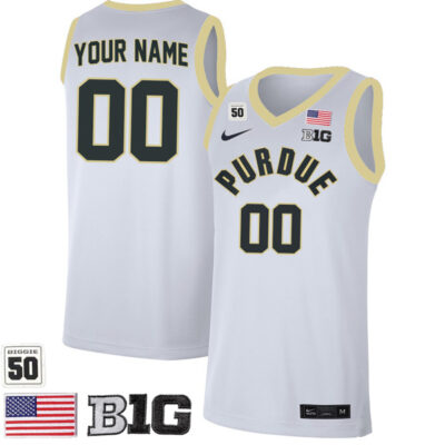 Purdue Boilermakers College Basketball Custom White Game Jersey - All Stitched