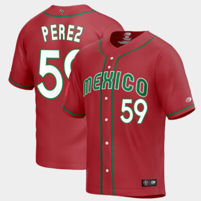 Mexico Baseball Oliver Perez World Baseball Classic Jersey - Red