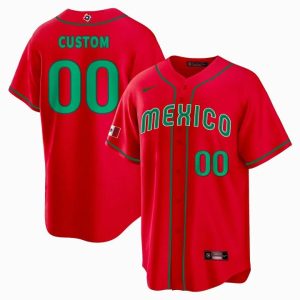 Custom Mexico 2023 World Baseball Classic Jersey – Red