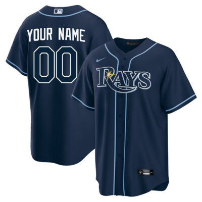Custom Tampa Bay Rays Navy Jersey – All Stitched