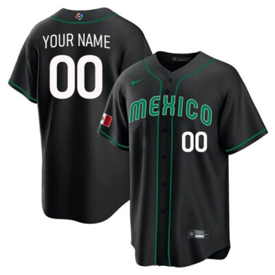 Custom Mexico National Baseball Black Jersey - All Stitched