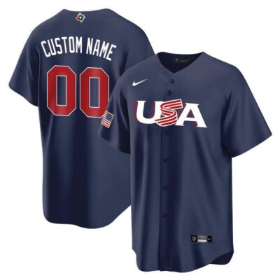 Custom USA World Baseball Classic WBC 2023 Navy Jersey