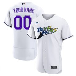 Custom Tampa Bay Rays Devil Rays White Jersey – All Stitched