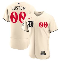 Alternative view of Custom Texas Rangers 2023 City Connect Cream Jersey w/ Name – All Stitched