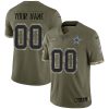 Dallas Cowboys 2022 Salute To Service Olive Limited Custom Jersey – All Stitched