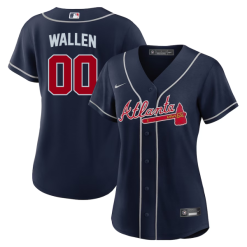 Alternative view of Morgan Wallen Atlanta Braves Custom Number Stitched Jersey - Navy