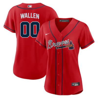 Alternative view of Morgan Wallen Atlanta Braves Custom Number Stitched Jersey - Red