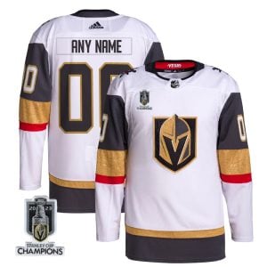 Custom Vegas Golden Knights Away Jersey White - 2023 Stanley Cup Champions