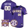 LSU Tigers College Baseball Patch Collection Stitched Jersey - Purple