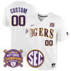 LSU Tigers College Baseball Patch Collection Stitched Custom Jersey - White Tigers