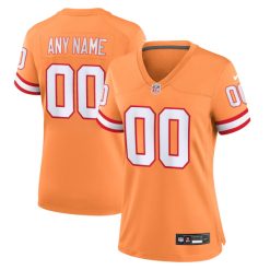 Alternative view of Custom Tampa Bay Buccaneers Creamsicle Throwback Jersey Orange - All Stitched