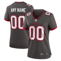 Alternative view of Custom Tampa Bay Buccaneers Pewter Game Jersey - All Stitched
