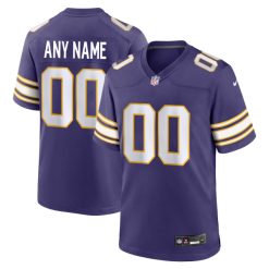 Alternative view of Custom Minnesota Vikings Purple Classic Game Jersey - All Stitched