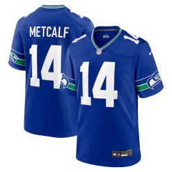 Alternative view of DK Metcalf Seattle Seahawks Royal Throwback Jersey - All Stitched