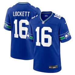Alternative view of Tyler Lockett Seattle Seahawks Royal Throwback Jersey - All Stitched