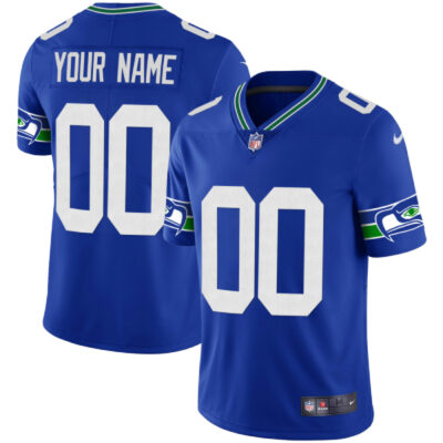Custom Seattle Seahawks Royal Throwback Jersey - All Stitched