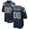 Custom Seattle Seahawks Home Game Jersey Navy - All Stitched