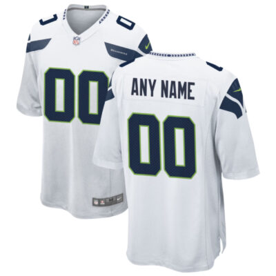 Custom Seattle Seahawks Away Game Jersey White - All Stitched