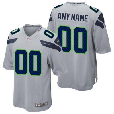 Custom Seattle Seahawks Grey Game Jersey - All Stitched