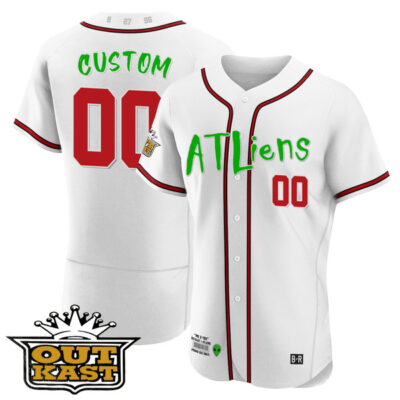 Atlanta Braves Outkast ATLiens Custom Name and Number White Jersey - All Stitched