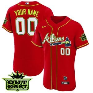 Atlanta Braves Outkast ATLiens Custom Name and Number Red Jersey - All Stitched