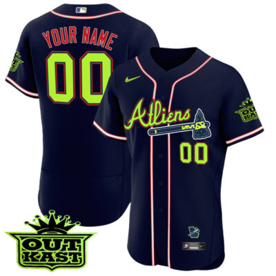 Atlanta Braves Outkast ATLiens Custom Name and Number Red V3 Jersey - All Stitched