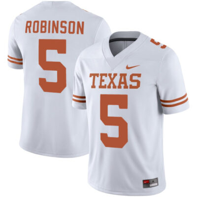 Alternative view of Bijan Robinson Texas Longhorns College Football White Game Jersey - All Stitched
