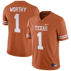 Alternative view of Xavier Worthy Texas Longhorns College Football Orange Game Jersey - All Stitched