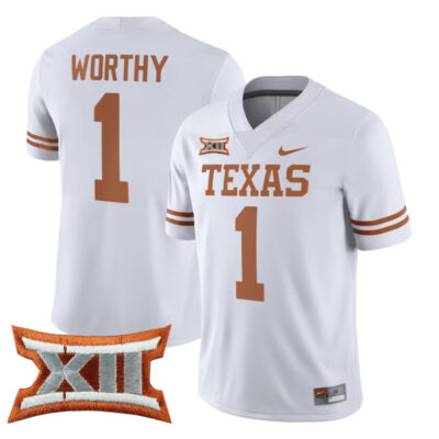 Xavier Worthy Texas Longhorns College Football White Game Jersey - All Stitched