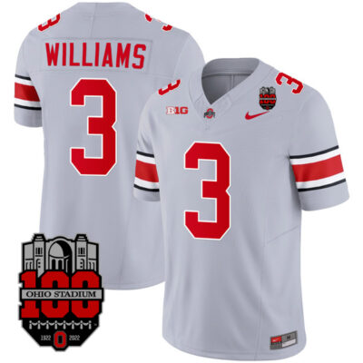Alternative view of Miyan Williams Ohio State Buckeyes Football Gray Alternate Jersey w/ Patch Collection - All Stitched