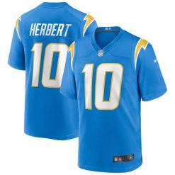 Justin Herbert Los Angeles Chargers Powder Blue Game Jersey - All Stitched