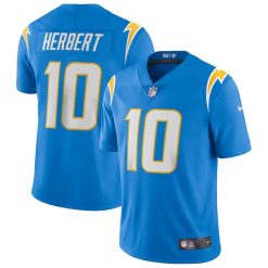 Alternative view of Justin Herbert Los Angeles Chargers Powder Blue Game Jersey - All Stitched