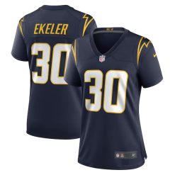 Alternative view of Austin Ekeler Los Angeles Chargers Navy Game Jersey - All Stitched