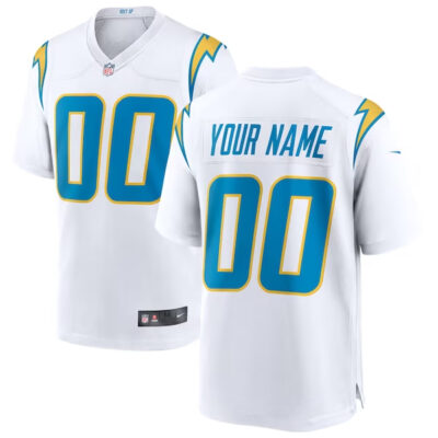 Custom Los Angeles Chargers White Game Jersey - All Stitched