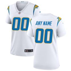 Alternative view of Custom Los Angeles Chargers White Game Jersey - All Stitched