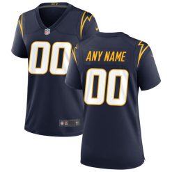 Alternative view of Custom Los Angeles Chargers Navy Blue Game Jersey - All Stitched