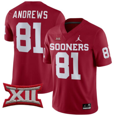 Alternative view of Mark Andrews Oklahoma Sooners College Football Game Jersey - All Stitched